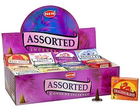 Assorted HEM Incense Cone Display – 48-Pack