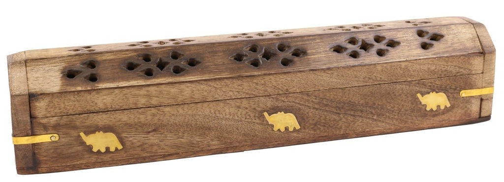 [HBE] Elephant Wooden Incense Coffin Box – 12"