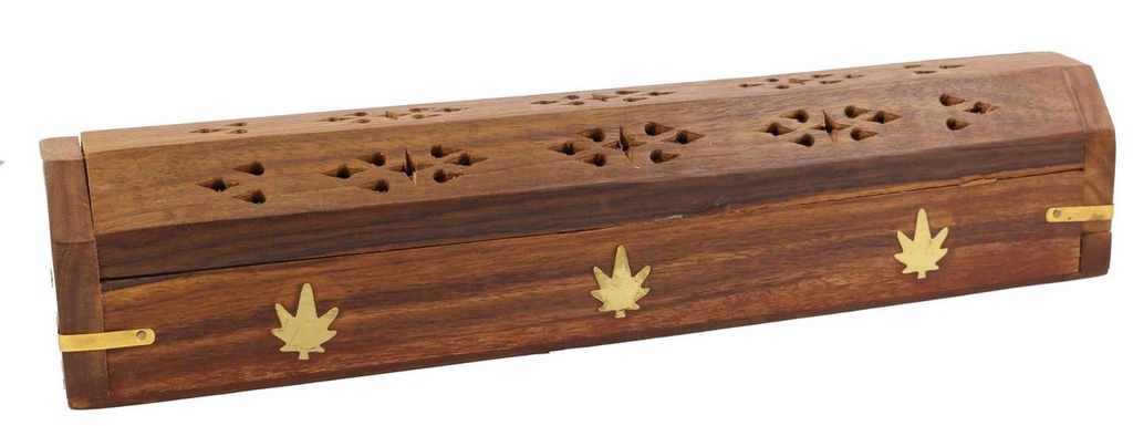 [HCN] Leaf Wooden Incense Coffin Box – 12"