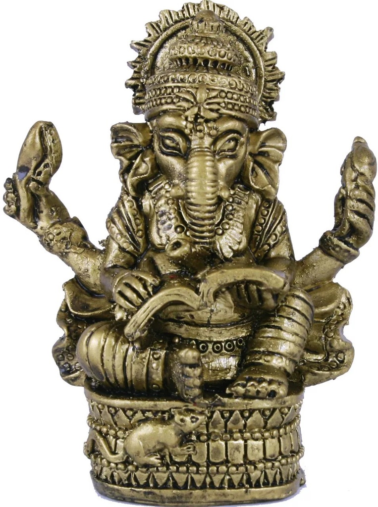 [10332] Brass Finish Ganesha Statue (B)