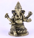 Brass Finish Ganesha Statue (A)