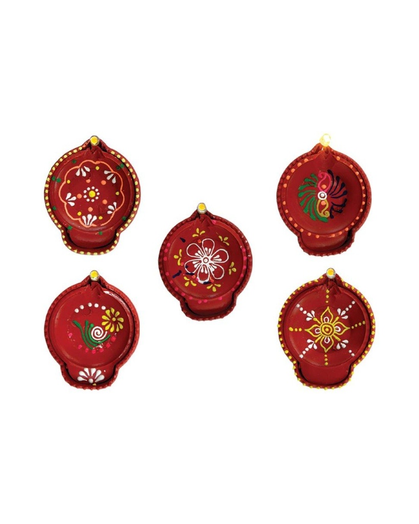 Hand Printed LED Diya (2”)