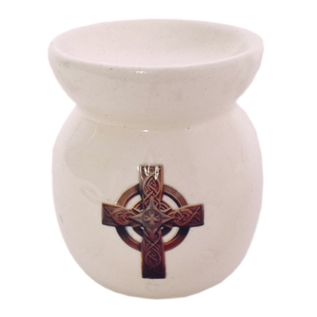 [14307] Ancient Cross Ceramic Oil Burner – 3"