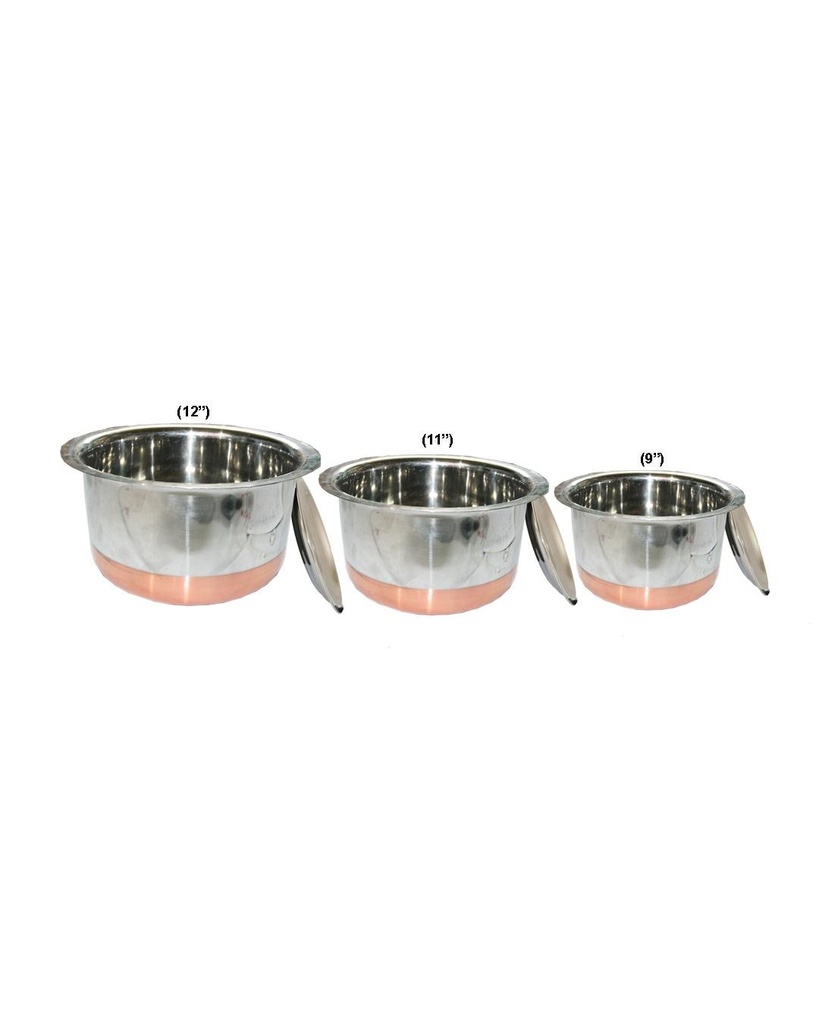 Copper Steel Stock Pot with Lid (Set of 3)