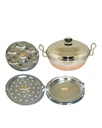Copper Base Multi Purpose Kadhai with Steamer, Dhokla & Idli Maker (Dia - 13”)