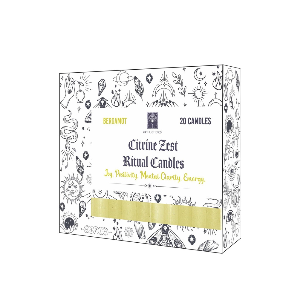 [14435] Citrine Zest Bergamot Scented Ritual Candles – Pack of 20