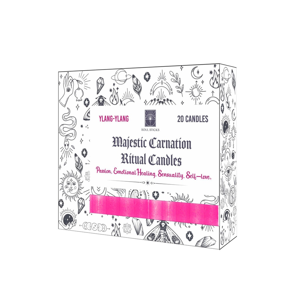 [14444] Majestic Carnation Ylang Ylang Scented Ritual Candles – Pack of 20