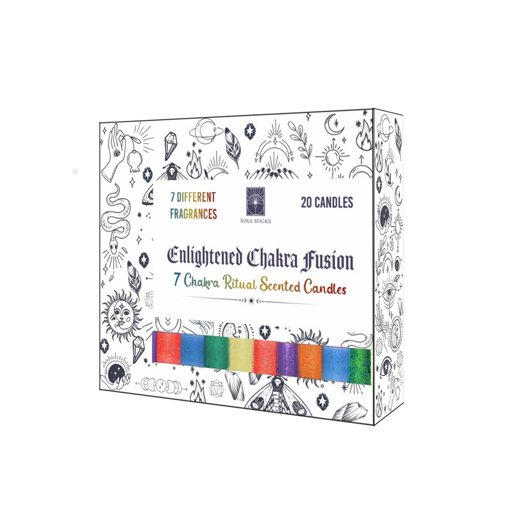 [14445] 7 Chakras Scented Ritual Candles – Pack of 20