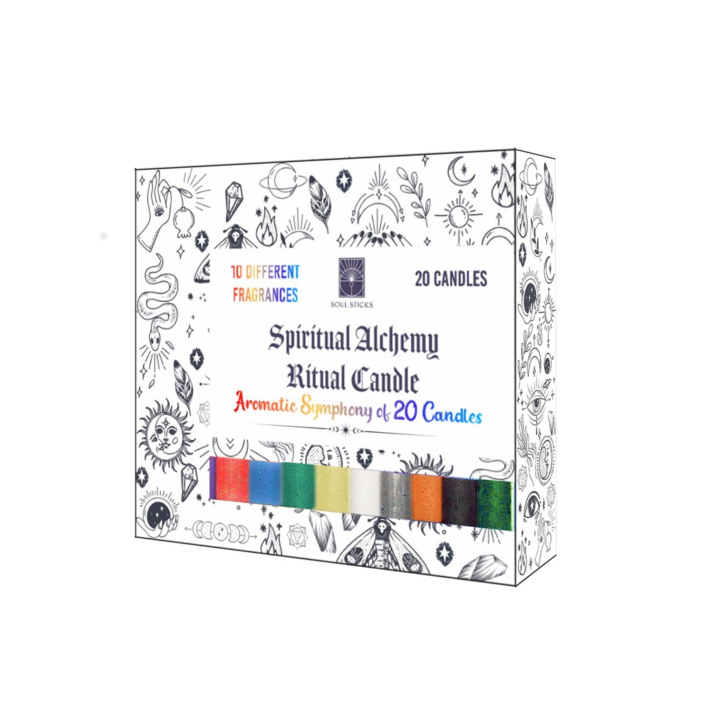 [14446] Spiritual Alchemy Assorted Scented Ritual Candles – Pack of 20