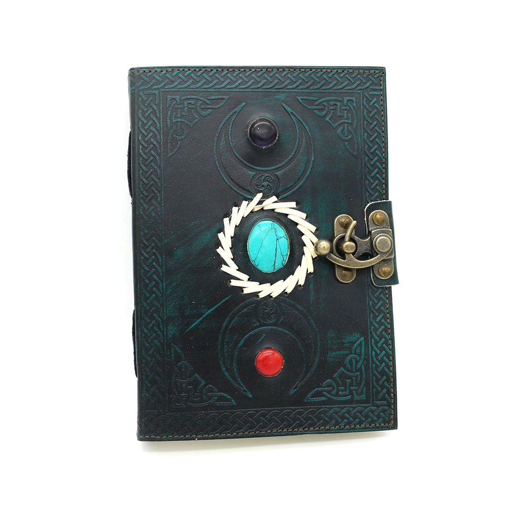 [14510] Triple Moon Embossed Blank Leather Journal