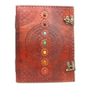 7 Chakras w/ Stones Embossed Blank Leather Journal (Large)