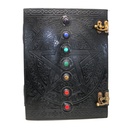 Black 7 Chakras w/ Stones Embossed Blank Leather Journal