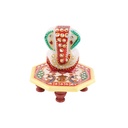Marble Ashtcone Ganesh Chowki 4"