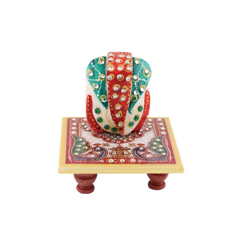 Marble Ganesh Chowki 4x4"