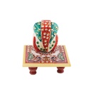 Marble Ganesh Chowki 4x4"