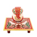 Marble Ganesh Chowki 6x6"