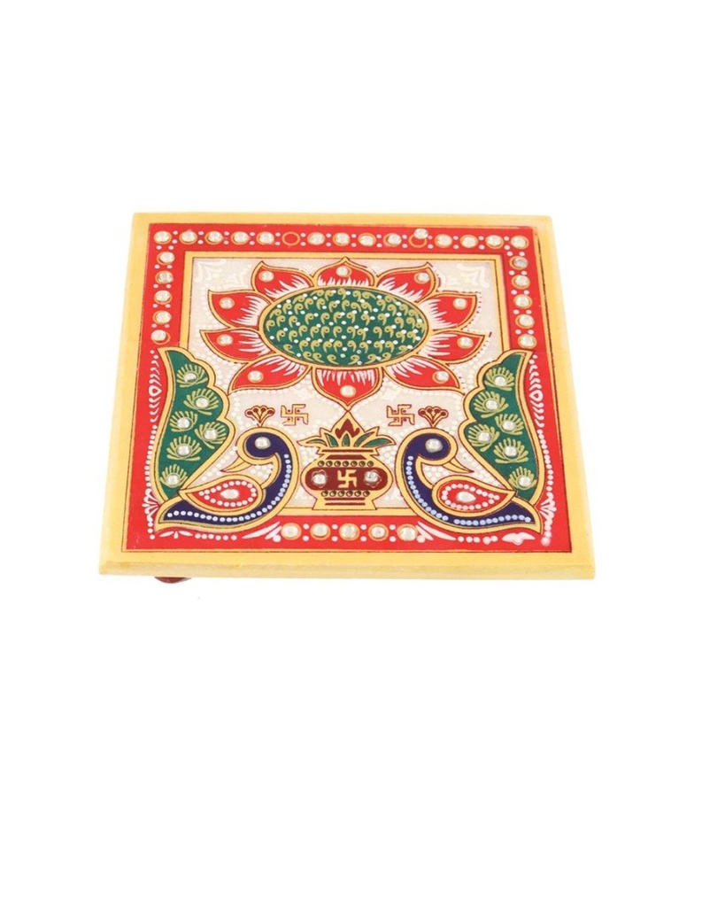 Marble Meenakari Bajot (6” x 6”)