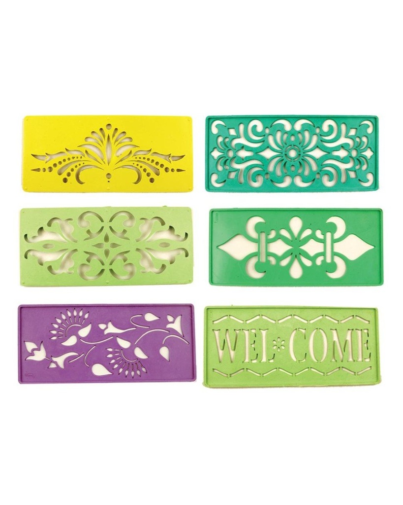 Plastic Stencils (3” X 7”) (Set of 12, 2 Pc Each Style)