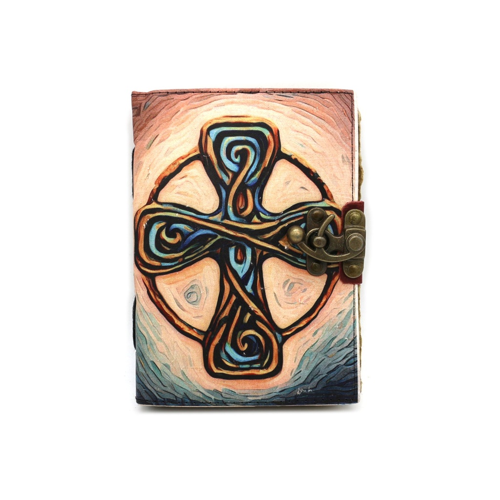 [14528] Mystical Cross Blank Leather Journal