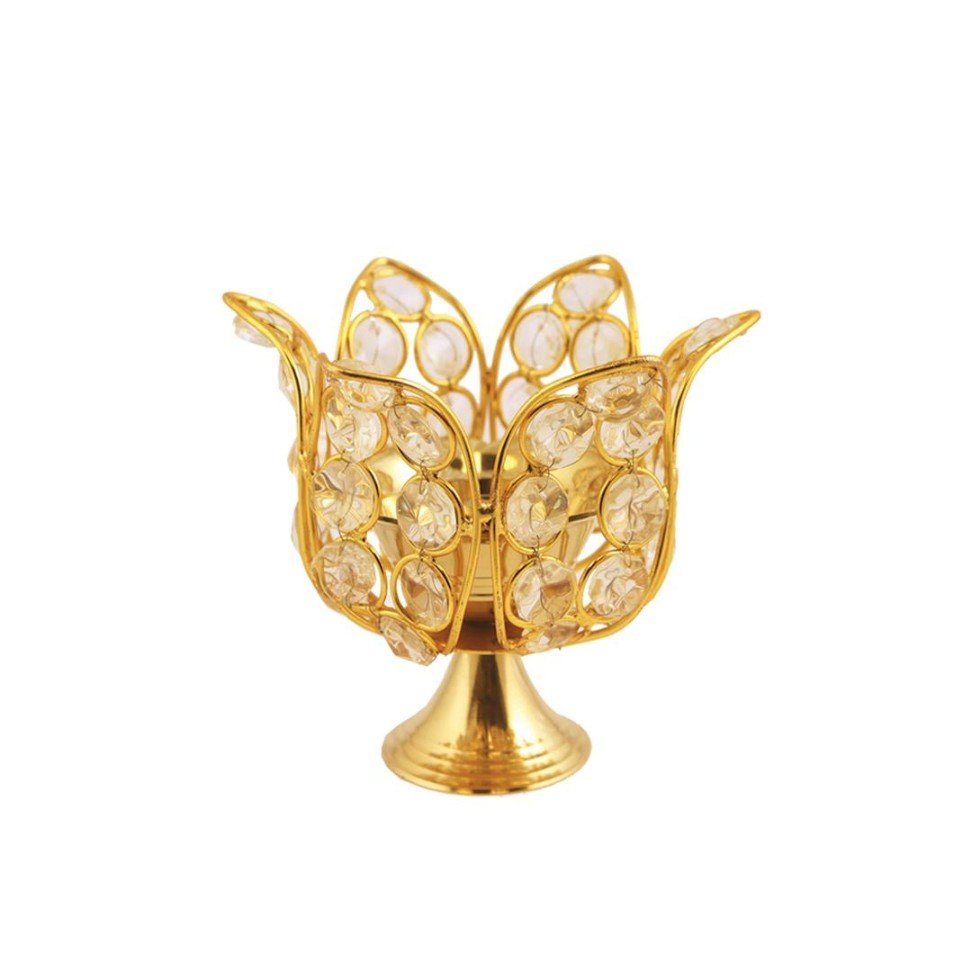 Akhand Diya with Crystals (5”)