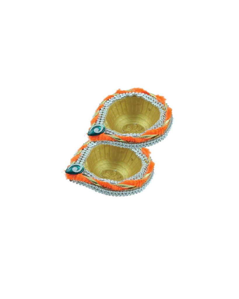 Hand-Beaded Diya (Set of 2) (4”)