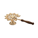 Brass Aarti Diya With Wooden Handle (12”)