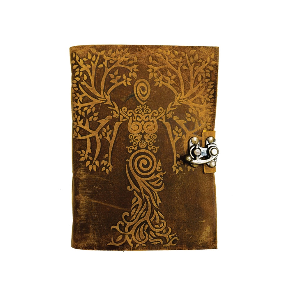 [14547] Brown Goddess Tree of Life Blank Leather Journal