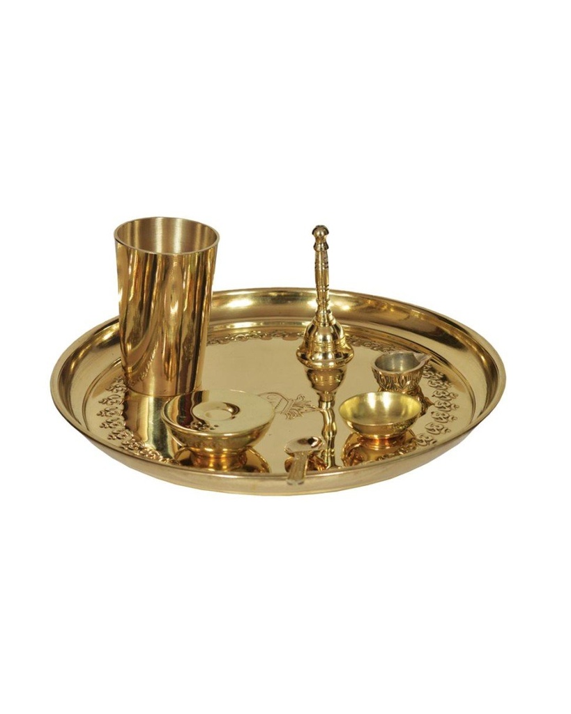 Brass Puja Thali Set (10”)