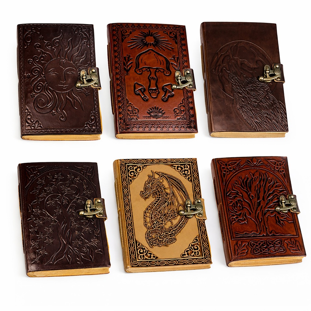 [14557] Dragon Leather Embossed Journal w/ Lock – 5" x 7"