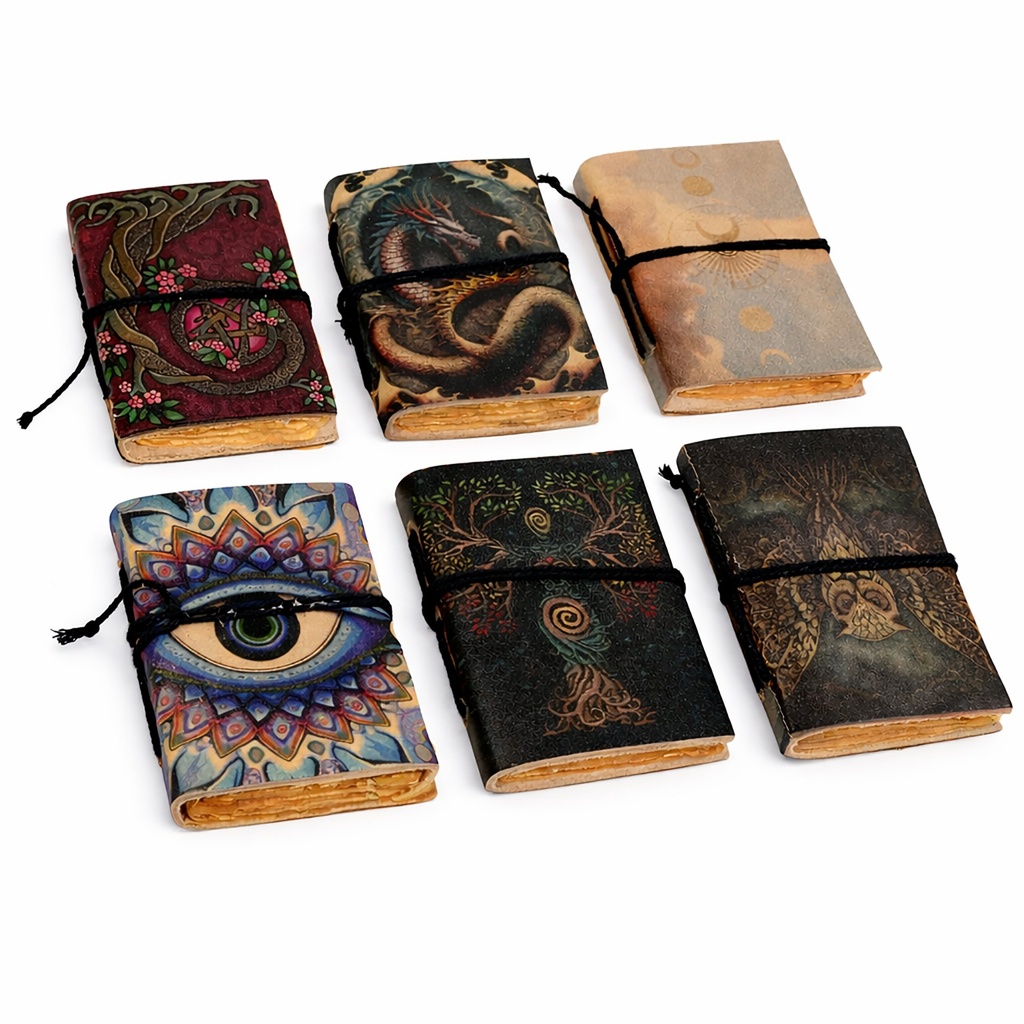 [14560] Leather Printed String-Tie Journal – 3" x 4"
