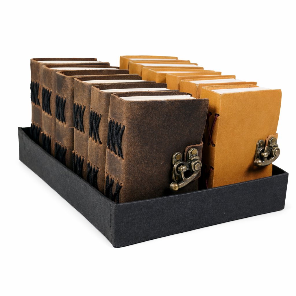 [14561] Leather Soft Journal with Lock – 3" x 4.5" / 200 Pages