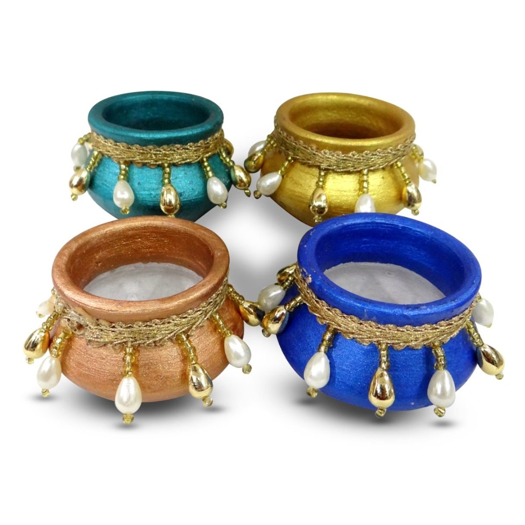(3”) Matki Diyas with wax In Gift Box (Set of 4)