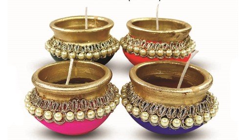 (3”) Matki Diyas with wax In Gift Box (Set of 4)