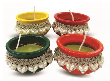 (3”) Matki Diyas with wax In Gift Box (Set of 4)
