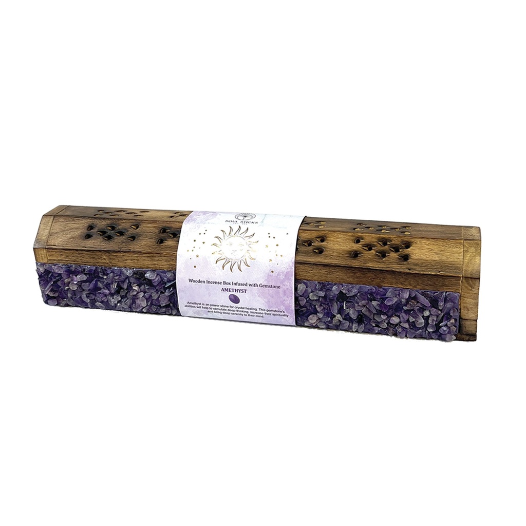 [14601] Amethyst Elements Wooden Coffin Box