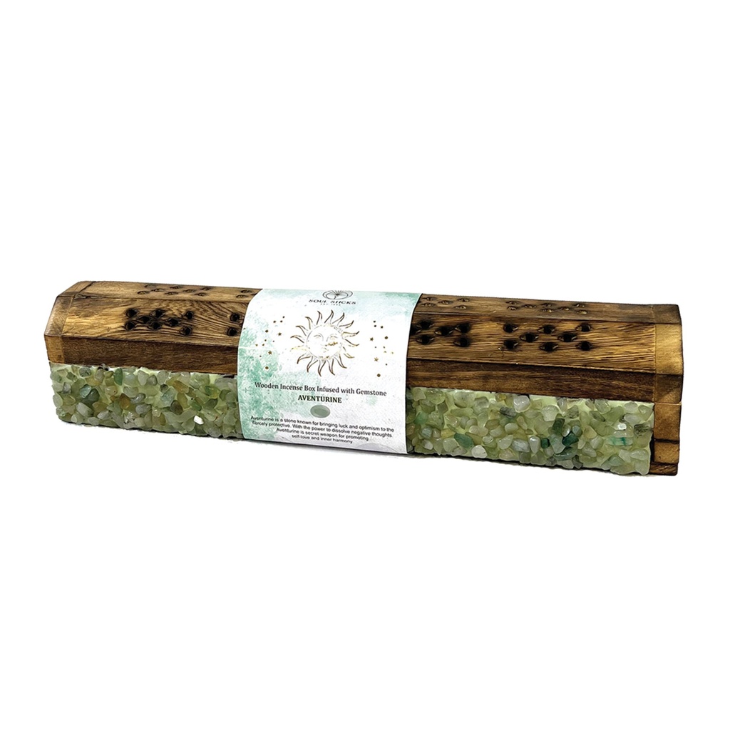 [14606] Aventurine Elements Wooden Coffin Box