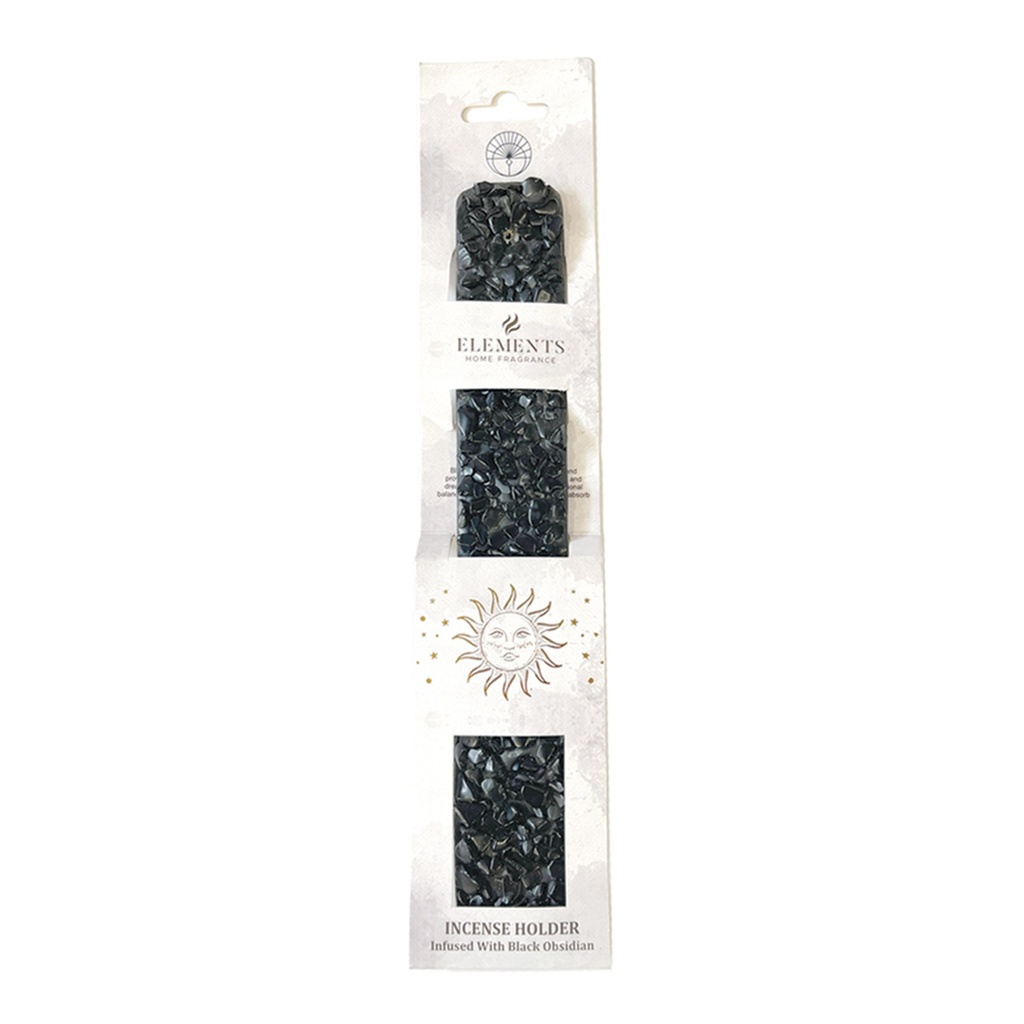 [14614] Black Obsidian Elements Incense Ash Catcher
