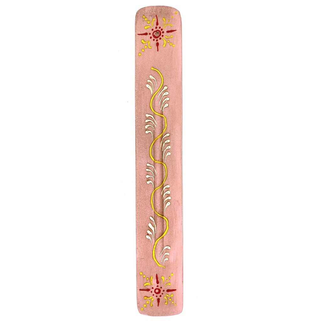 [10443] 11" Pink Hand-Painted Wooden Incense Ash Catchers