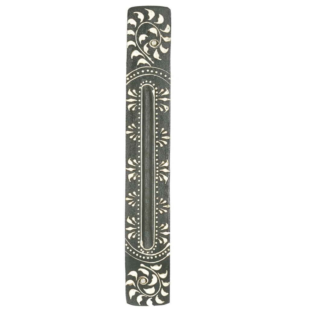 [10447] 11" Gray Hand-Painted Wooden Incense Ash Catchers