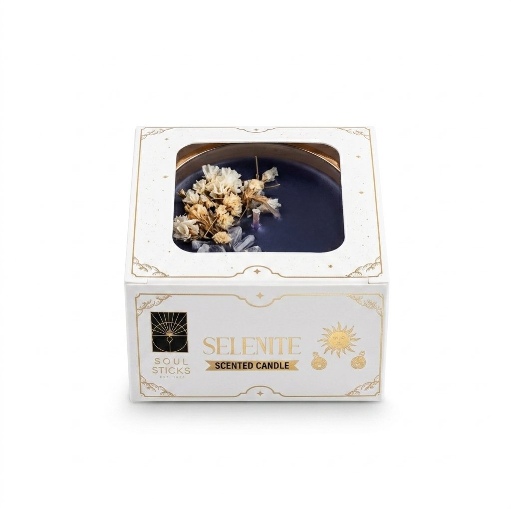 [14679] Selenite Crystal Smudge Candle