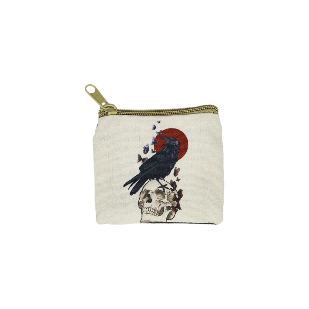 [14725] Raven & Skull Coin Purse – 3.5" x 4"