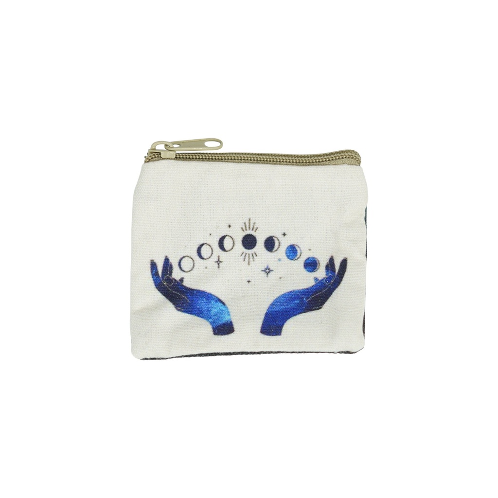 [14727] Moon Phase White Coin Purse – 3.5" x 4"