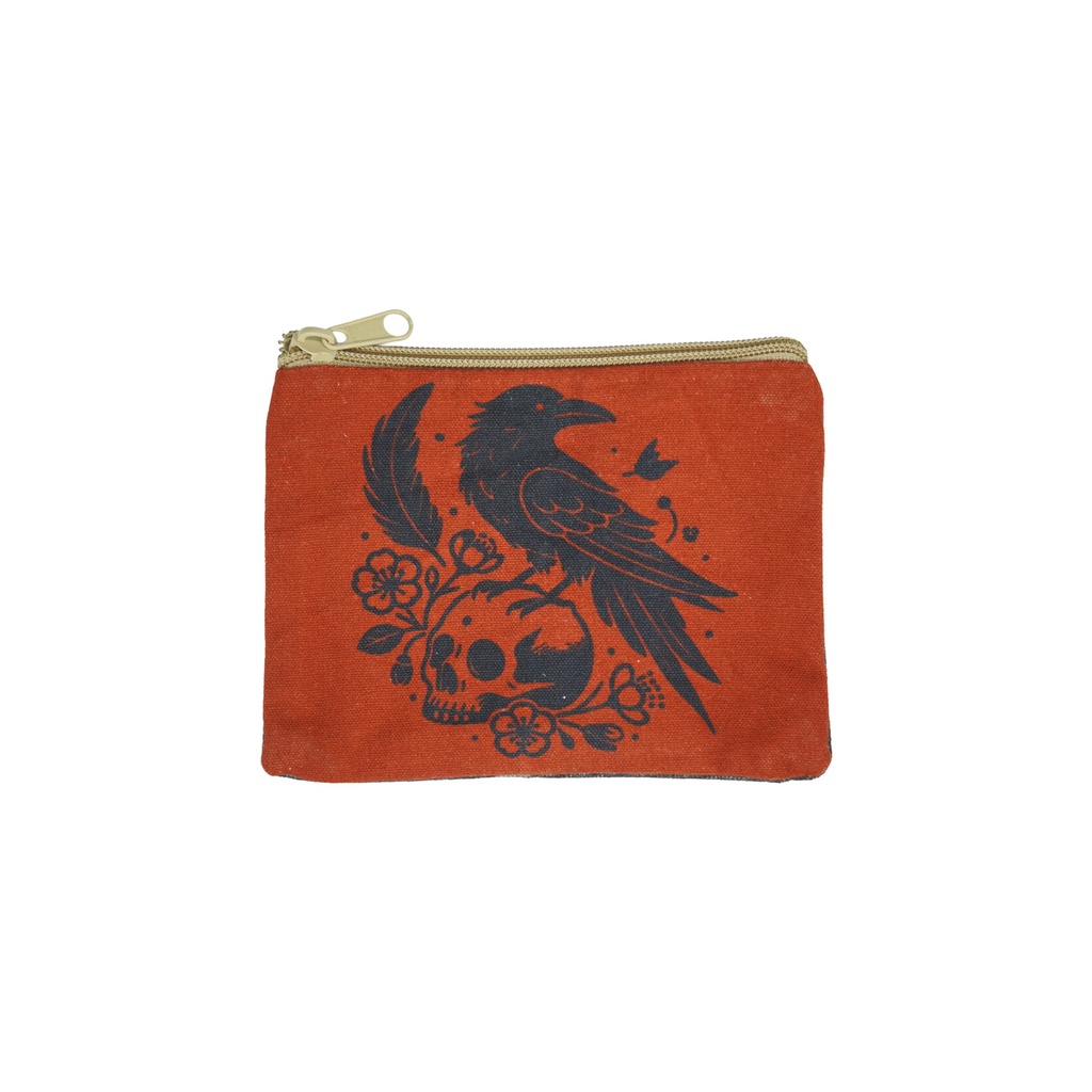 [14735] Raven & Skull Cosmetic Purse – 6" x 4.5"