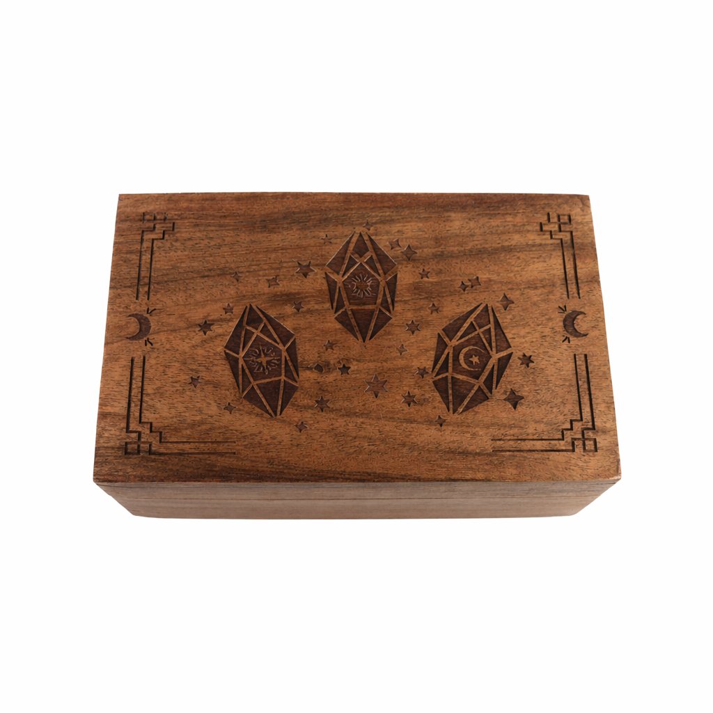 Celestial Crystal Wooden Box – 4" x 6"