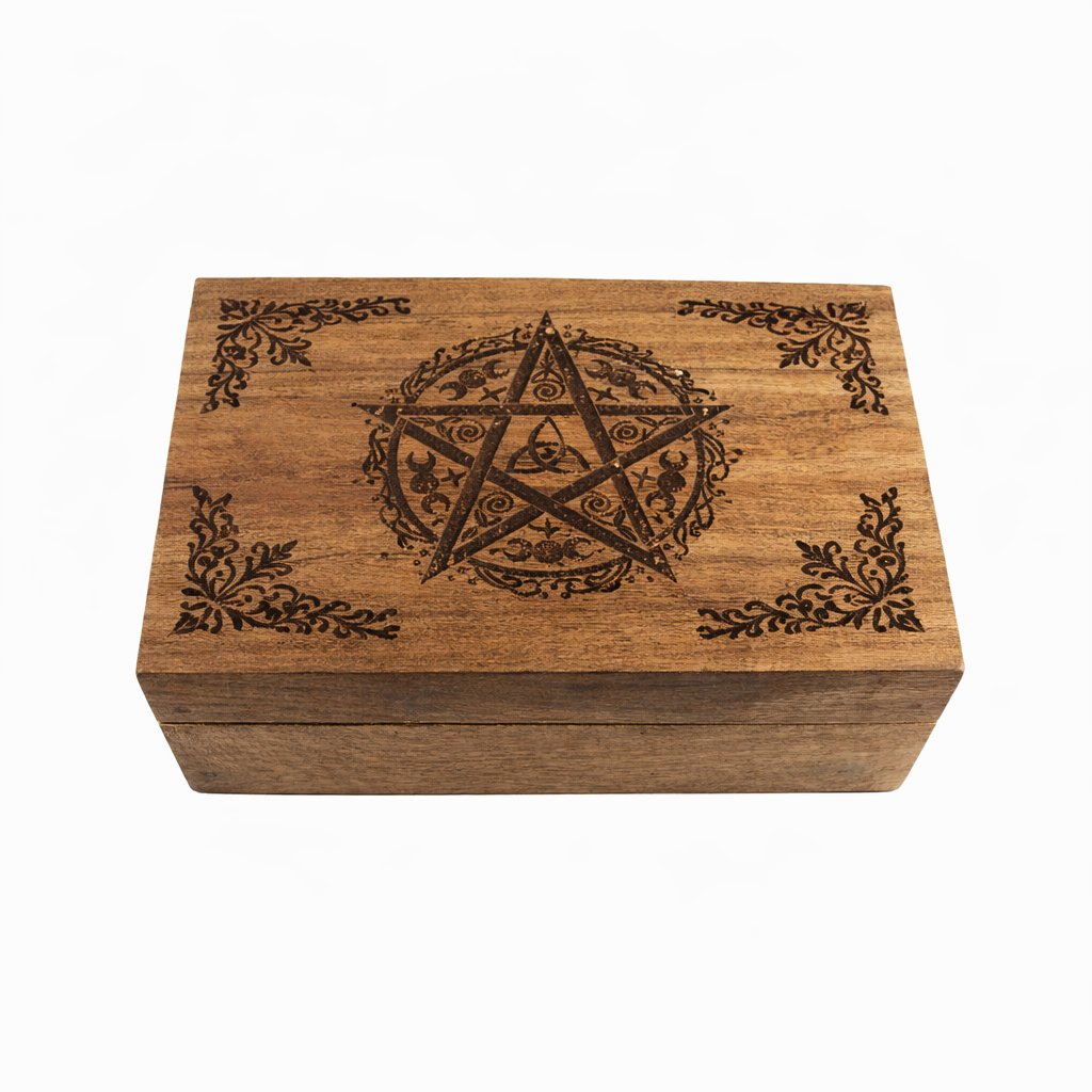 Ornate Pentacle Wooden Box – 4" x 6"