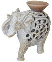 Carved Elephant Soapstone Aroma Lamp – 5"