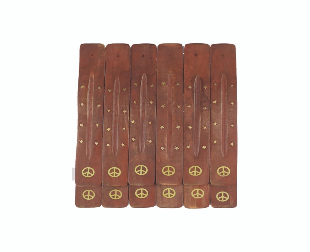 [25810] 11" Peace Wooden Ash Catchers – Set of 12