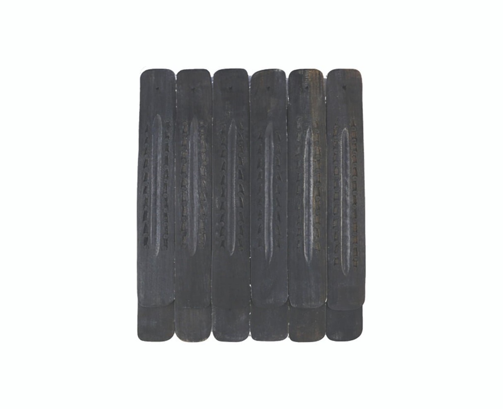 [25822] 11" Plain Black Wooden Ash Catchers – Set of 12