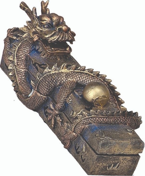 [31162] Chinese Dragon Polyresin Incense Coffin Box