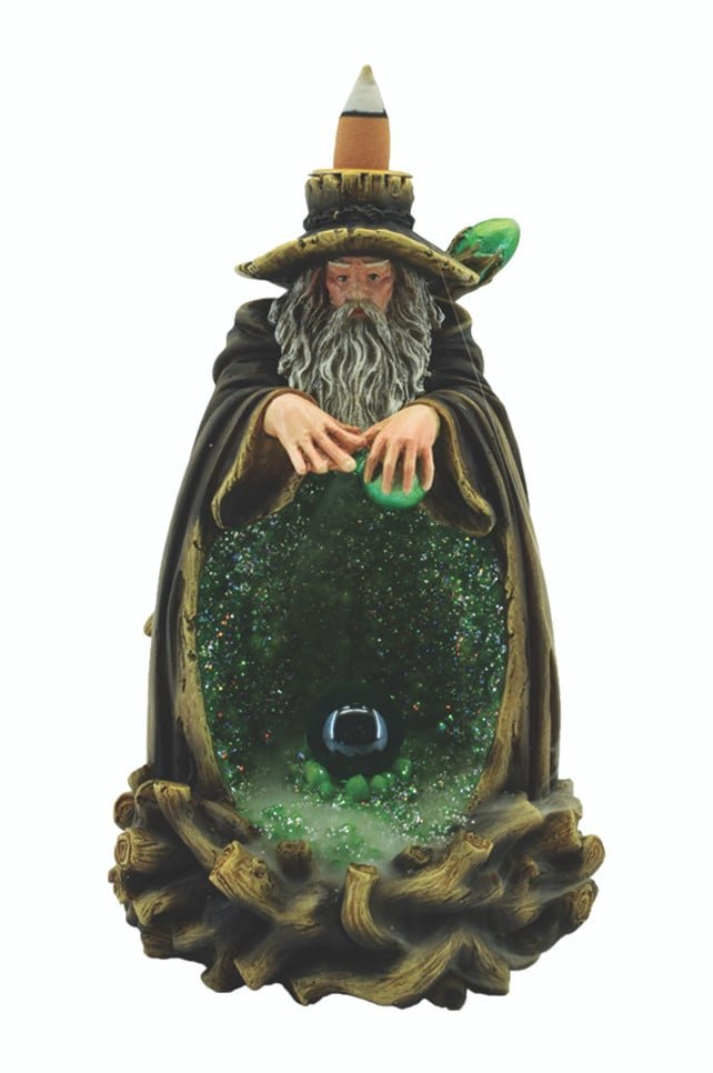 [31526] Green Spell Casting Wizard Backflow Burner w/ LED – 7"